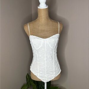ASTR THE LABEL Textured Bustier Corset Bodysuit Size Medium Adjustable Straps